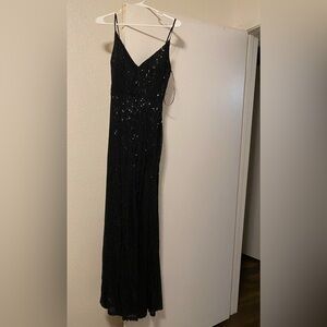 Black spaghetti dress